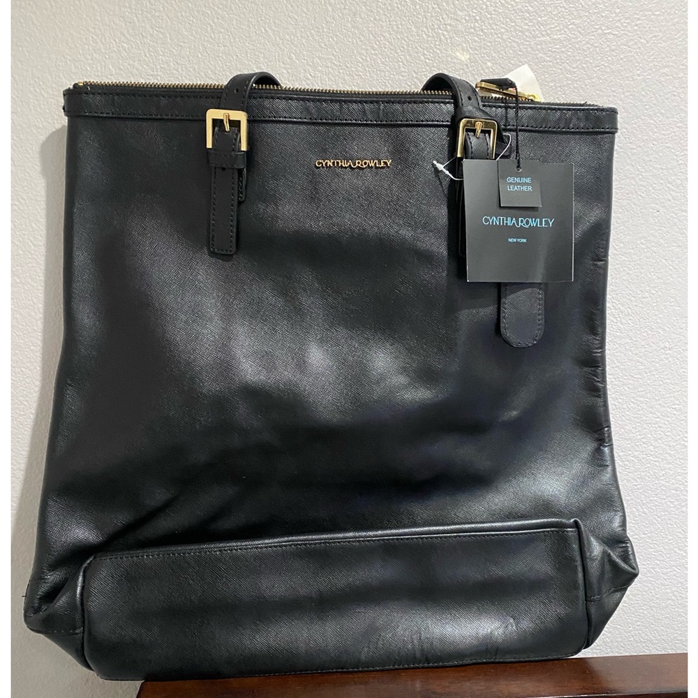 Cynthia Rowley black leather tote bag